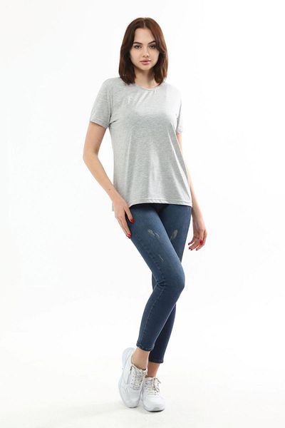 Miss Murem Round Neck Basic T-shirt-grey