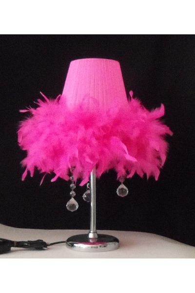 TEKAY AYDINLATMA Fuchsia feathered stone bedroom lampshade