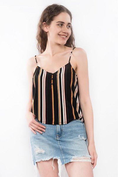 Miss Murem Black Mustard Blouse with Drop Buttons