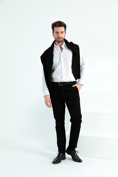 ModaPlaza Men's Slimfit Velvet Trousers