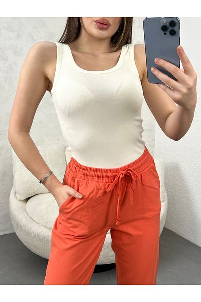 modavingo WOMEN'S ECRU FRONT BACK SQUARE NECK Camisole Bodysuit