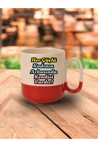lili hediyelik Behind Every Strong Woman Has Itself Written Red Based Mug