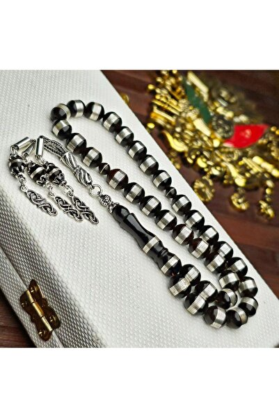 Kuka TESBIH SARMAL MINE İŞLEMELI 925 AYAR GÜMÜŞ TASARIMLI PÜSKÜLLÜ KUTULU BELGELI