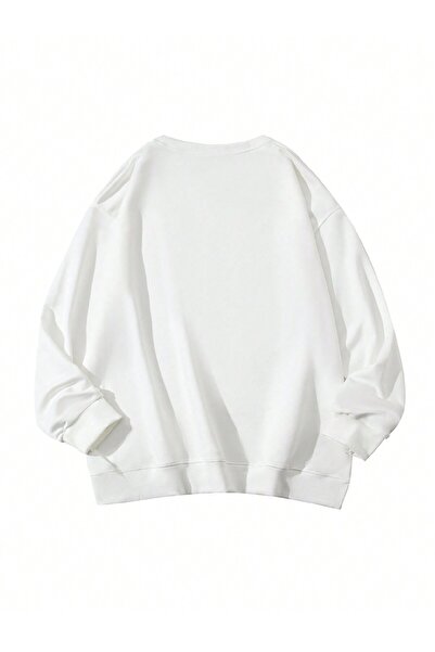 Jose Clothing oversized Φούτερ με μακρυμάνικο καρτούν με τύπωμα επένδυση fleece