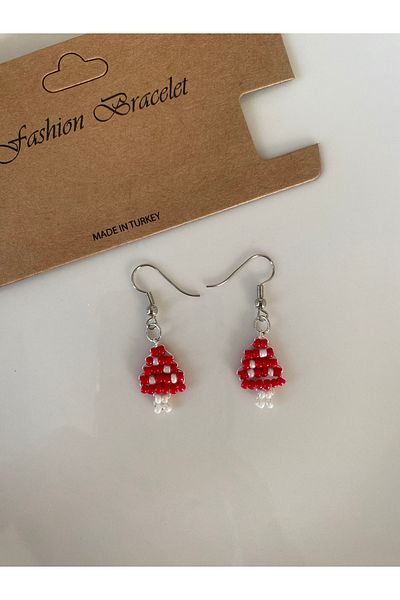Stoneday Sand Bead Mushroom Figured Dangle Earrings