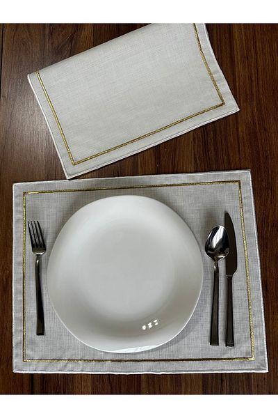 NURHAN HOME COLLECTION 2 Χρυσό Χρώμα Διπλής Σειράς Κεντημένο American Service