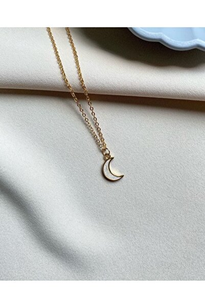 Asia by Leuvoié Altın Kaplama Sedefli Hilal Ay Kolye