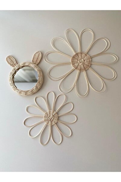 Nedabella Tavşan 3'lü Set/ Bohem Rattan Bambu Hasır Duvar Sepeti/süsü 3'lü