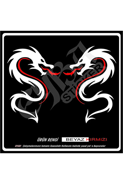 EYBA STİCKER Kırmızı dilli ejderha sticker 50x35 Sağ-Sol case tümosan massey ...