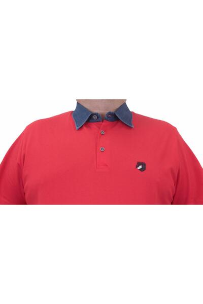 MocGrande Red Large Size Polo Denim Collar T-Shirt - 23420