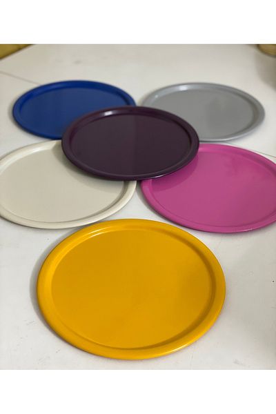 Mineli-Aşk MIXED COLOR 6-PIECE ROUND PRESENT TABLE TEA COFFEE PRESENTS RENGARENK