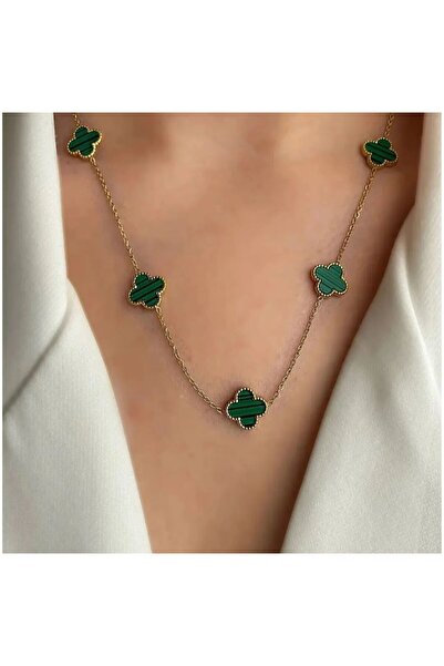 AKSESUARIM women's clover detailed steel necklace