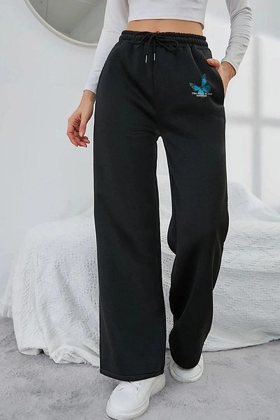aynewmoda بنطال رياضي كبير الحجم مطبوع عليه فراشة
