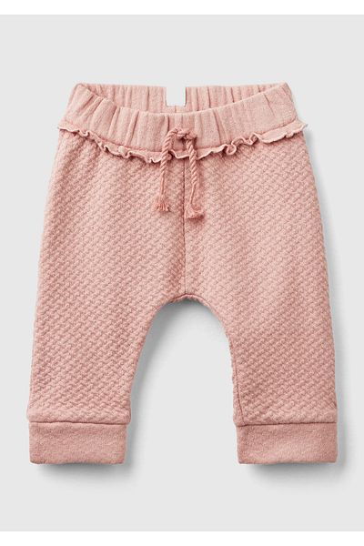 United Colors of Benetton Baby Beige Drawstring Ankle Slit Fleece Trousers