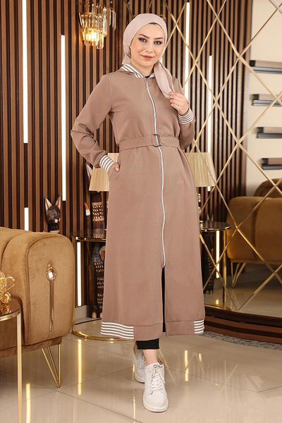Modamihram Zippered Hooded Abaya Mink 19126