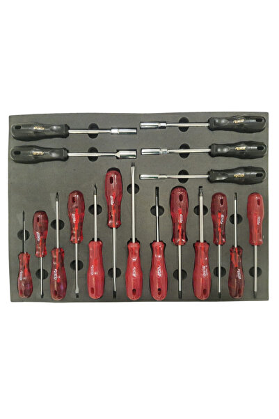 Rico 18 Parça Eva Süngerli Tornavida Seti Torx Lokma ve Düz Yıldız