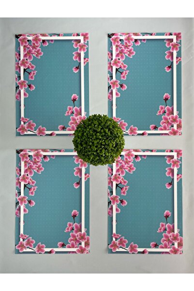 lamoonhome Σετ αμερικανικής τραπεζομάντιλας 4 τεμαχίων με σχέδιο άνθος άνθισης