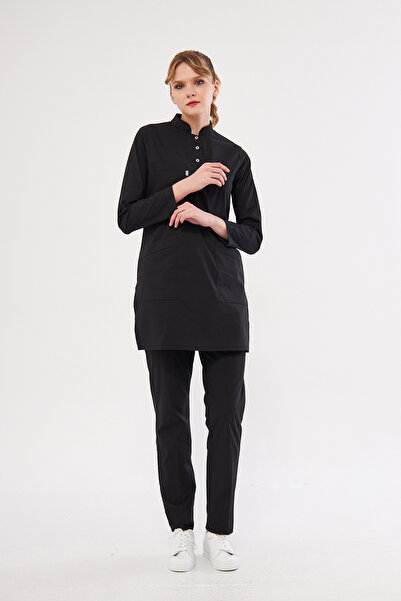 Class Üniforma Tesettür Siyah Likralı Kadın Medikal Üniforma Doktor Ve Hemşire Forması Scrubs Cerrahi Takım