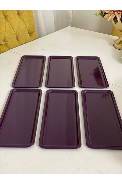 Mineli-Aşk PURPLE COLOR RECTANGULAR MODEL 6-PIECE SERVICE AND PRESENTATION TABLE METAL TABLE