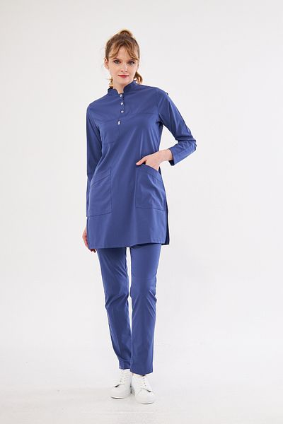 Class Üniforma Blue Lycra Hijab Storm - Women Nurse and Doctor Scrubs