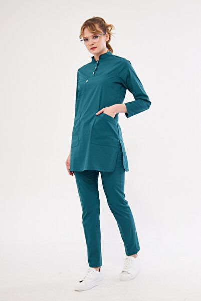 Class Üniforma Tesettür Petrol Yeşili Kadın Hemşire Ve Doktor Forması Scrubs