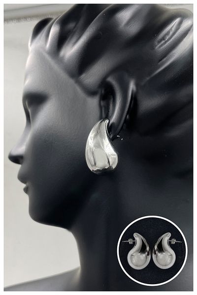 Manken İstanbul Women's Silver Tear Drop Model Steel Earrings