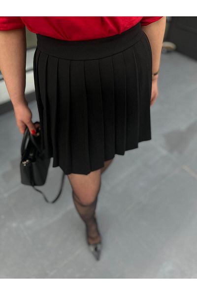 Oslove Fustă mini plisată premium neagră