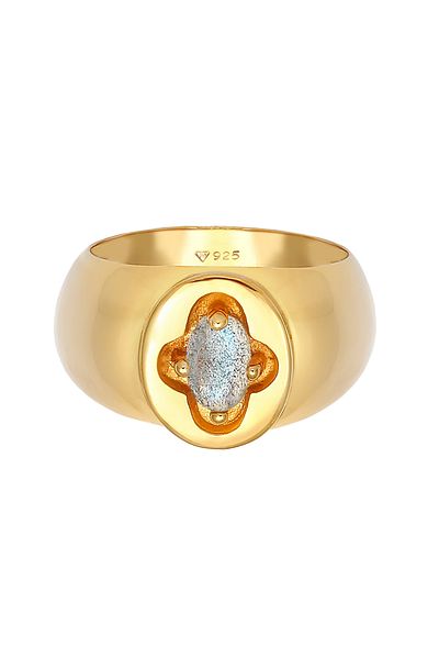 ELLI Ring Frau Siegelring Labradorit Kreuz In 925 Sterling Silber Vergoldet