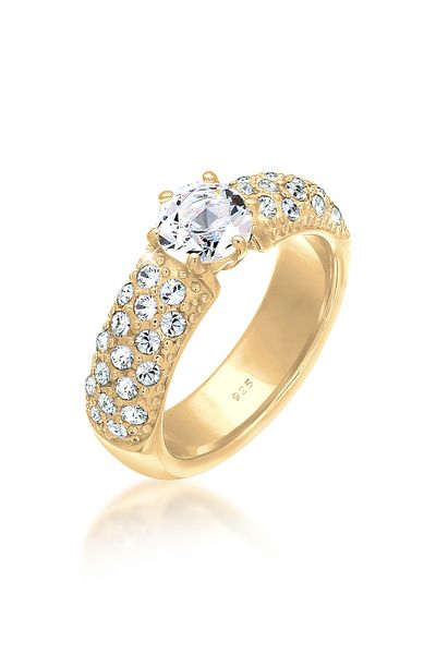 ELLI Ring Verlobungsring mit Kristallen aus 925 Sterling Silber