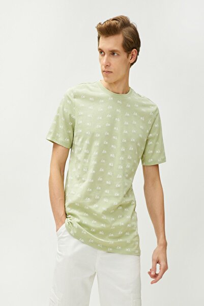 Koton Tricou cu model verde pentru bărbați