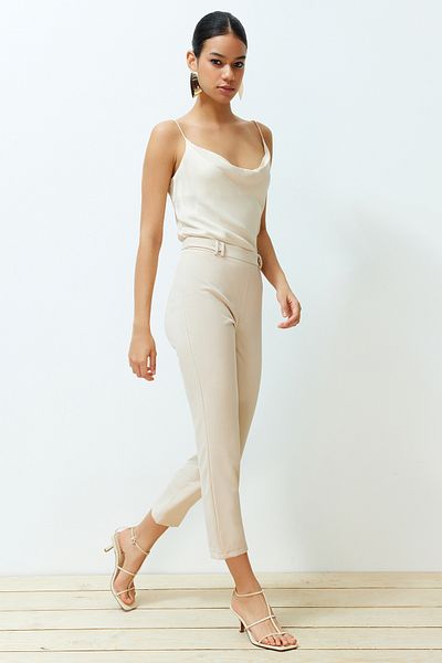 Trendyol Collection Stone Basic Cigarette Woven Trousers TWOSS24PL00087