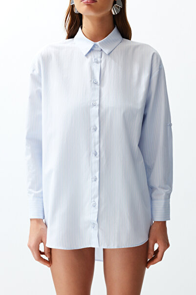 Trendyol Collection Kék csíkos szőtt stranding TBESS22GO0664