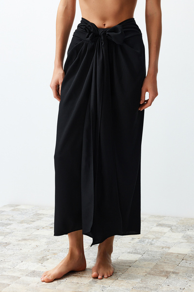 Trendyol Collection Black Midi Woven Beach Pareo Tbess24Pr00011