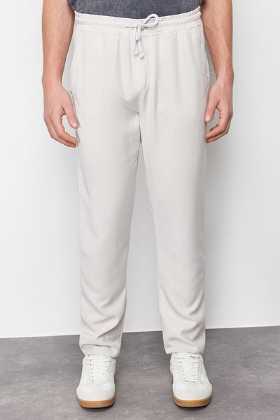 Trendyol Collection Unisex Stone Colored 100% Lyocell Rubber Waist Tied Comfortable Trousers - Tmnss24Pl00011