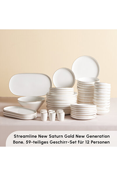 Karaca Streamline New Saturn Platinum 59-teiliges Porzellan-Geschirrset für 12 Personen