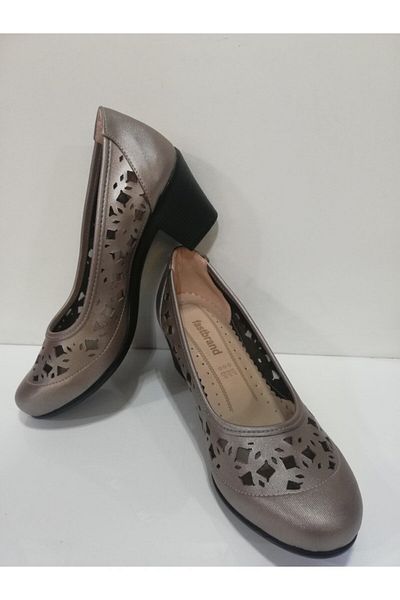 Şenkardeşler Women's Metallic Large Size Low Heel Shoes