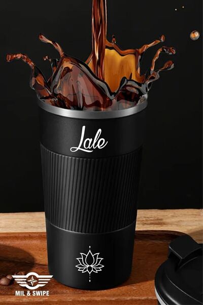 MIL SWIPE Yeniyıl Hediyesi Çift Katman 304 Çelik Termos 500ml Mug Araç Kahve Çay Kişiye Özel Isme Isim Baskılı