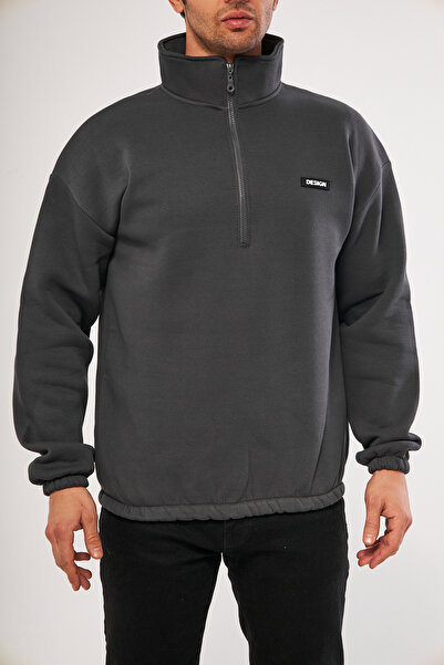 GHASSY CO. Ghassy Co. Men's Half Zipper Oversize Waist and Sleeve Elastic Fleece Inside Sweatshirt