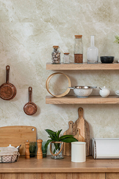 Tooall Mutfak Tezgah Arası Mermer Deseni Folyo Kaplama Sticker, Uv Baskı, 100x50 cm