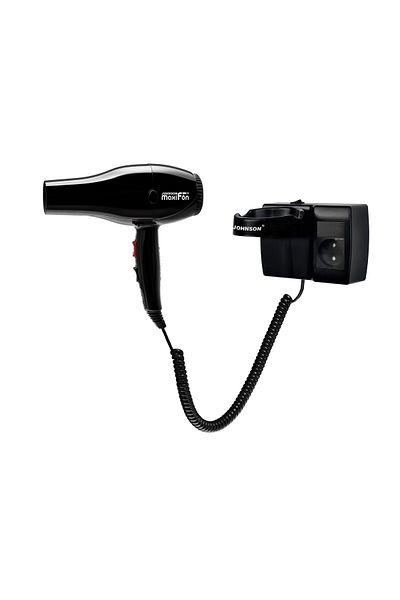Johnson MaxiFön 220v - 1600W Black Hair Dryer with Socket Outlet Hotel Type
