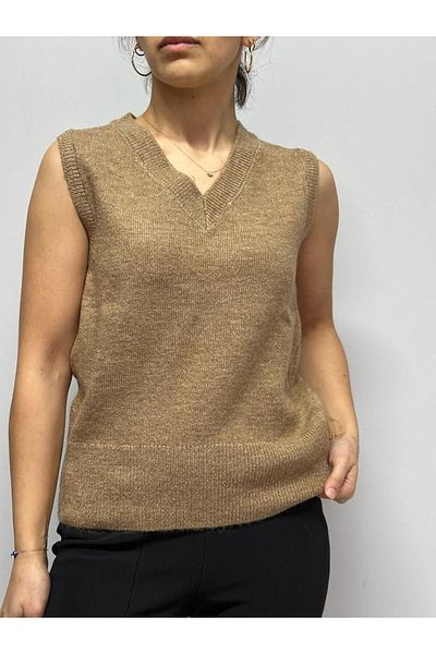 soBasic V-Neck Basic Sweater - Mink