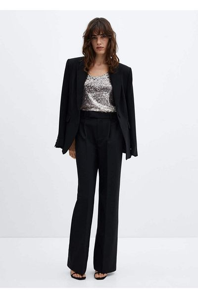 MANGO Woman Paillettenbluse mit Trägern