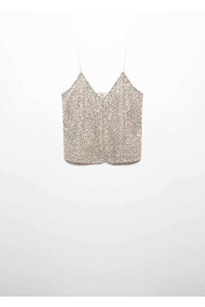 MANGO Woman Μπλούζα παγιέτα με τιράντες