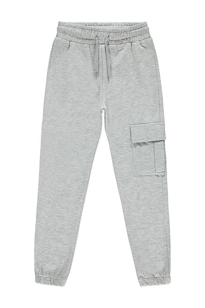 Volkyden 3pcs unisex girls boys set 1pcs gray cargo pocket sweatpants 2pcs basic t-shirts 7-14 years old