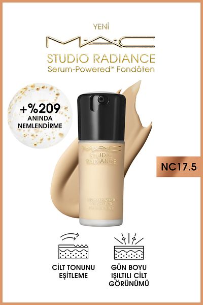 M.A.C SMOOTH - PLUMP AND RADIANT STUDIO RADIANCE NC17.5 POWERED™ SERUM FOUNDATION 30ML PSSN874