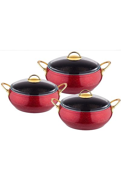Özkent Granite 3-Piece Casserole Set Red