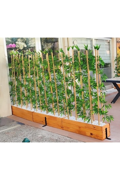 BotanikBahçem Yapay Bambu Ağacı 1.5 Mt Boy Bamboo Çubuk Seperatör Ahşap Dış M...