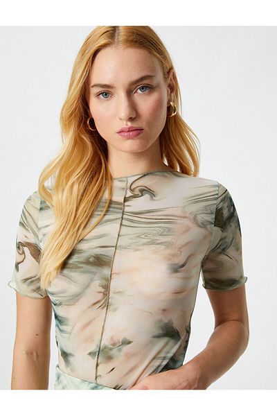 Koton T-Shirt mit Batikmuster aus Tüll