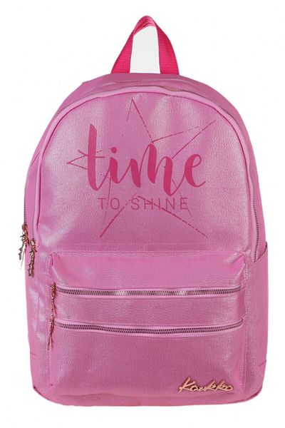 KAUKKO Sparkle Pink Time To Shine Printed School and Daily Backpack