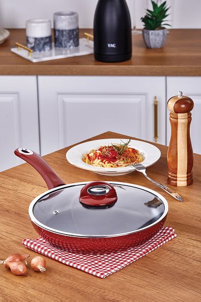 Taç Titan Granite Pan with Glass Lid 22 Cm